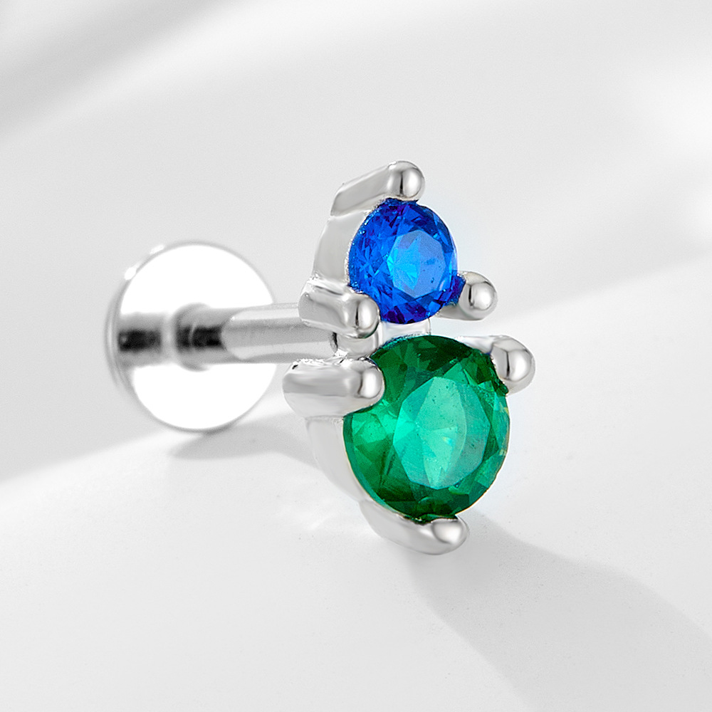 Diamantes geométricos de plata de ley 925 Opel cabeza plana hilo cuerpo humano punción oreja pendientes Europa y América joyería transfronteriza