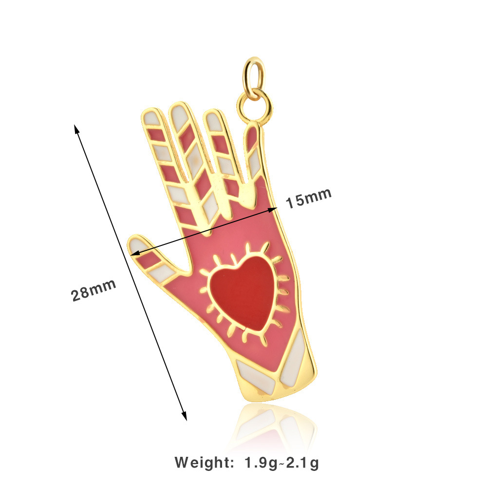 18K Real Gold Plated Plating Material 1 Piece 17*16mm 17*19mm 19*22.5mm 925 Sterling Silver Zircon Hand Heart Shape Eye Pendant