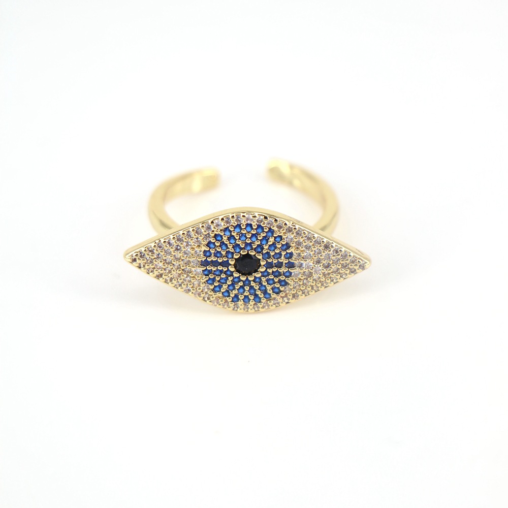 fashion copper micro-inlaid zircon devilu0027s eye ring female opening personality ring