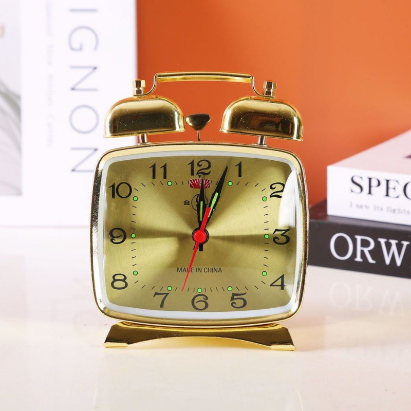 Mecánicos mecánicos de pollo para comer arroz reloj despertador retro nostálgico antiguo metal creativo dormitorio de estudiantes