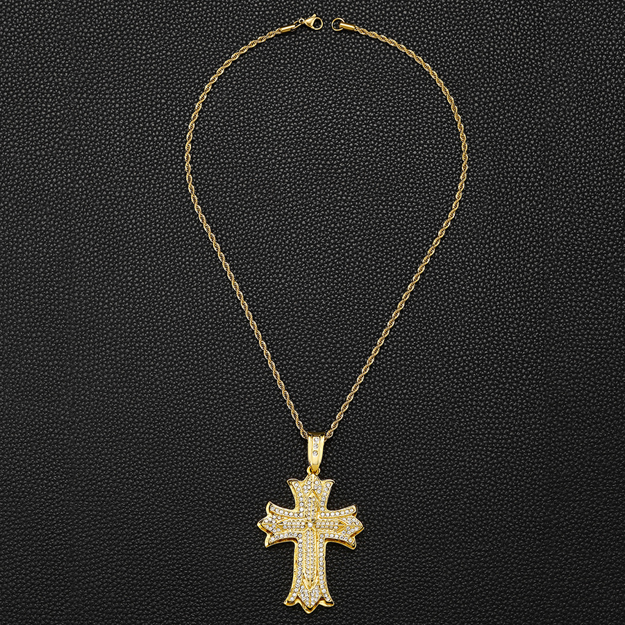 New Big Cross Men's Hip Hop Alloy Necklace Christmas Gift Jewelry_voghion.com