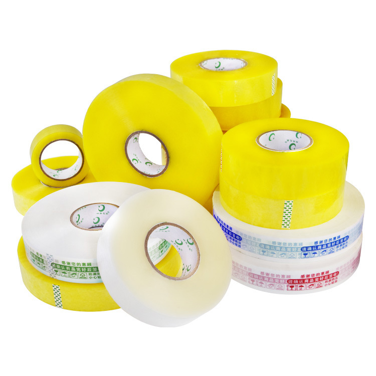 Wholesale tape machine with warning glue whole box logo carton sealing tape packaging tape transparent large roll tape