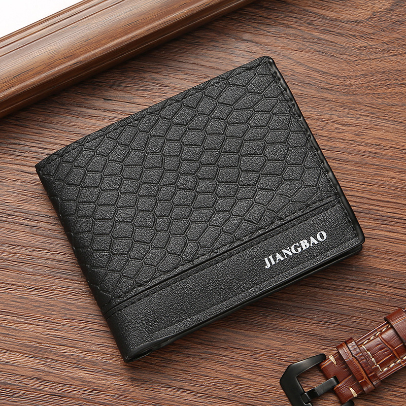 Amazon Cross border New Men's Wallet Fashion Simple Snake Skin Pattern Men's Short Wallet Multi Card Men's Wallet