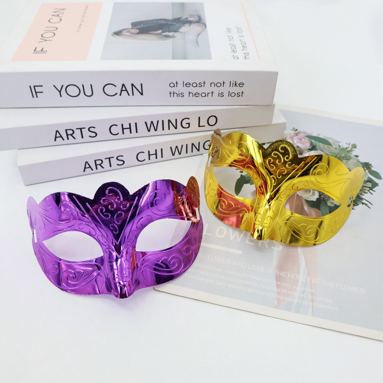 Nuevo carnaval transfronterizo máscara de galvanoplastia de alta gama mascarada accesorios de fiesta máscara retro máscara reflectante