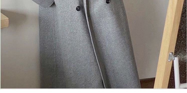"Koreanischer Oversize-Mantel aus Wollmischung, langer Trenchcoat für Damen mit Revers in Beige/Pink/Grau/Taupe/Schwarz/Lila"_voghion.com