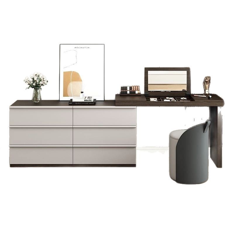 Tocador de madera maciza, tocador, espejo, tapa oculta, 2025, nuevo gabinete chino, una habitación moderna, simple
