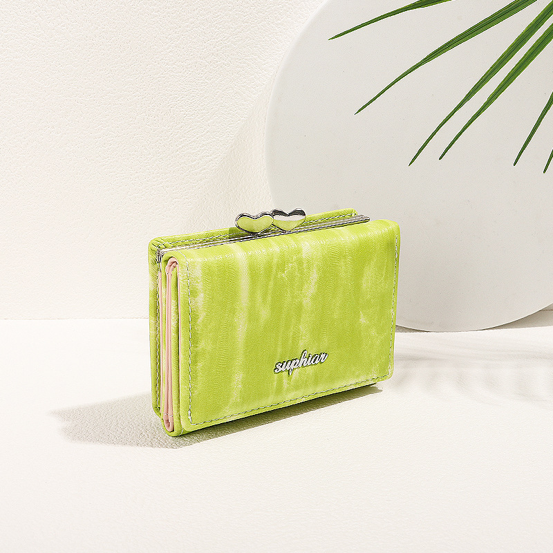 Cartera corta SUPHIAR, cartera delgada a rayas, triple pliegue, con cremallera, para monedas, tarjetas, cambio, impermeable, estilo fresco y dulce