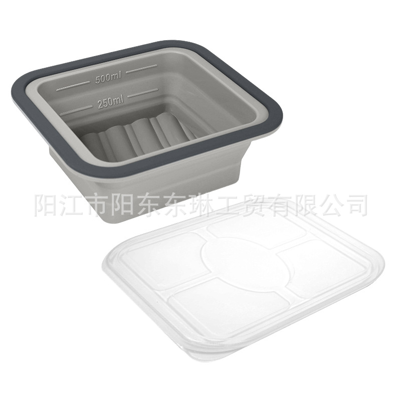 Transfronteriza venta caliente de silicona plegable caja de almuerzo caja de almuerzo caja de preservación de alimentos calentada por microondas caja de envasado