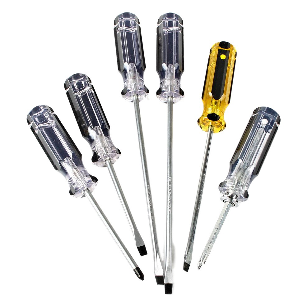 Color de la raya transparente negro con agujero zanja mango grande Destornillador Cruz palabra ciruela hogar herramientas reparación industrial