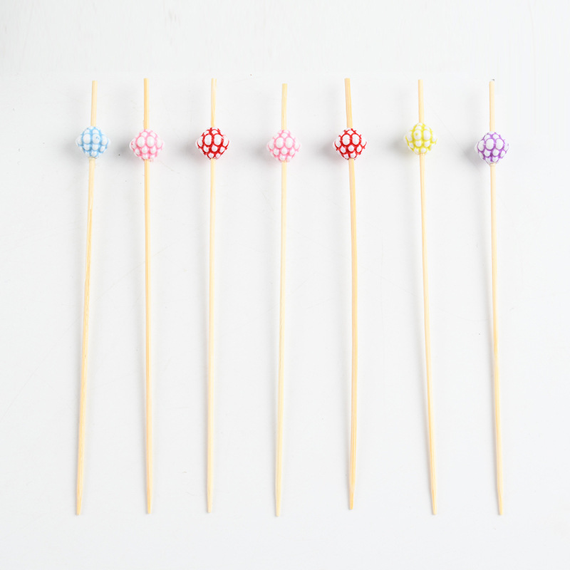 Palos de dientes largos palos de bambú cortos cóctel personalizado palos de fruta tiendas de té de leche desechables horquilla de fruta madera al por mayor