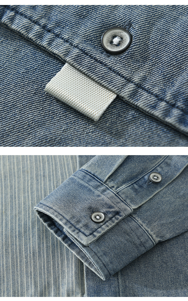 Denim contrasting color striped shirt