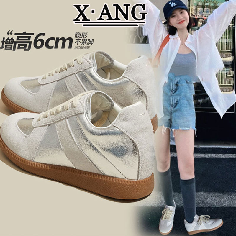 Genuine Leather Small Inner Heightened Training Shoes Women's Shoes 2025 Spring New Casual Board Shoes White Shoes Forrest Gump Shoes