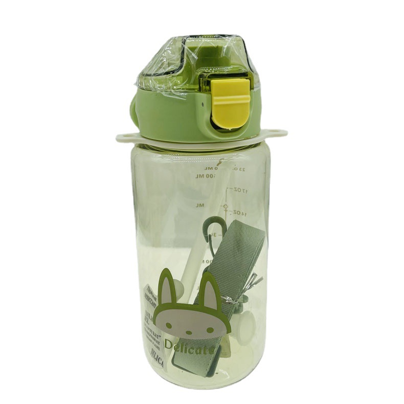 Chengfeng gran vientre taza 650ml hervidor portátil niñas deportes paja estudiante red de plástico rojo agua