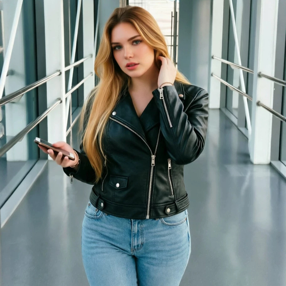 MotoLeather Jacket Women's Plus Size PU Leather Jacket European and American Street Style Cross-Border Supply In Stock
