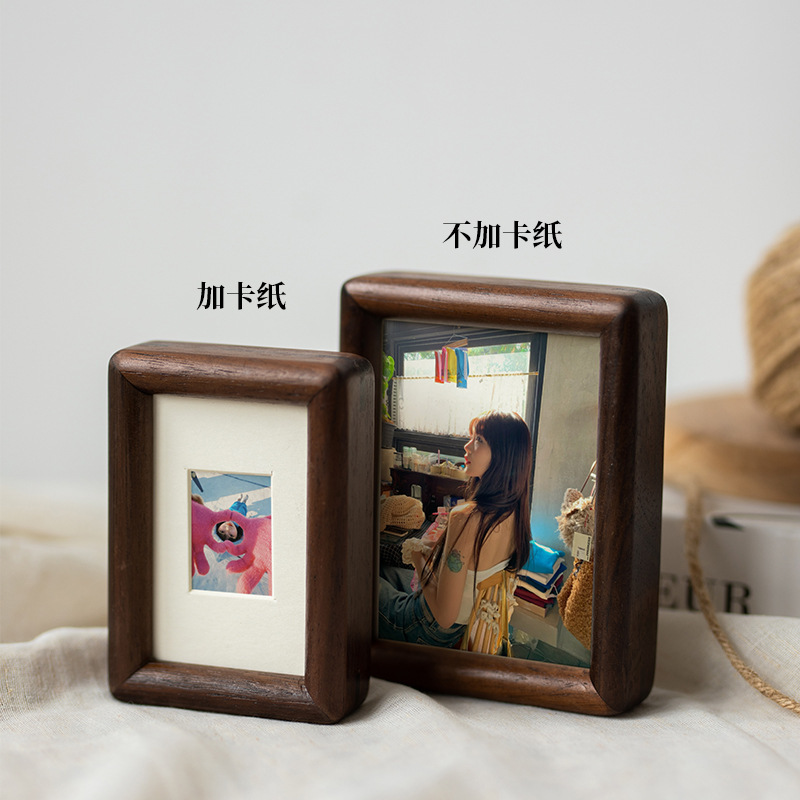 Solid Wood Polaroid Photo Frame Table Photo Customization DIY Wedding Registration Certificate 2inch Mini Solid Wood Mortise and Tenon Ornaments