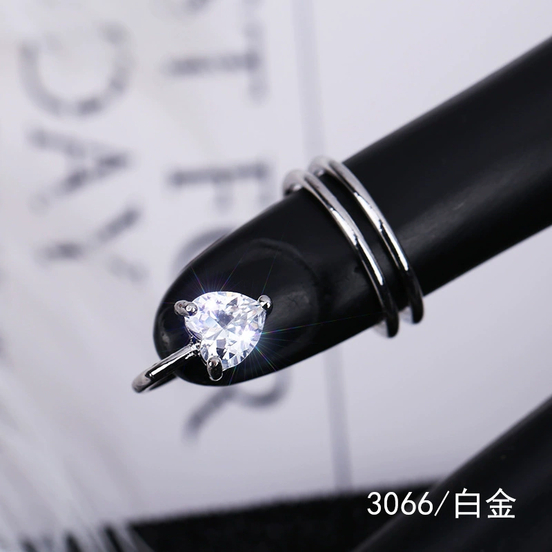 Nail Tip Ring (Kaymen) Adjustable Copper with Micro Zircon Accents, Gold or Platinum Finish
