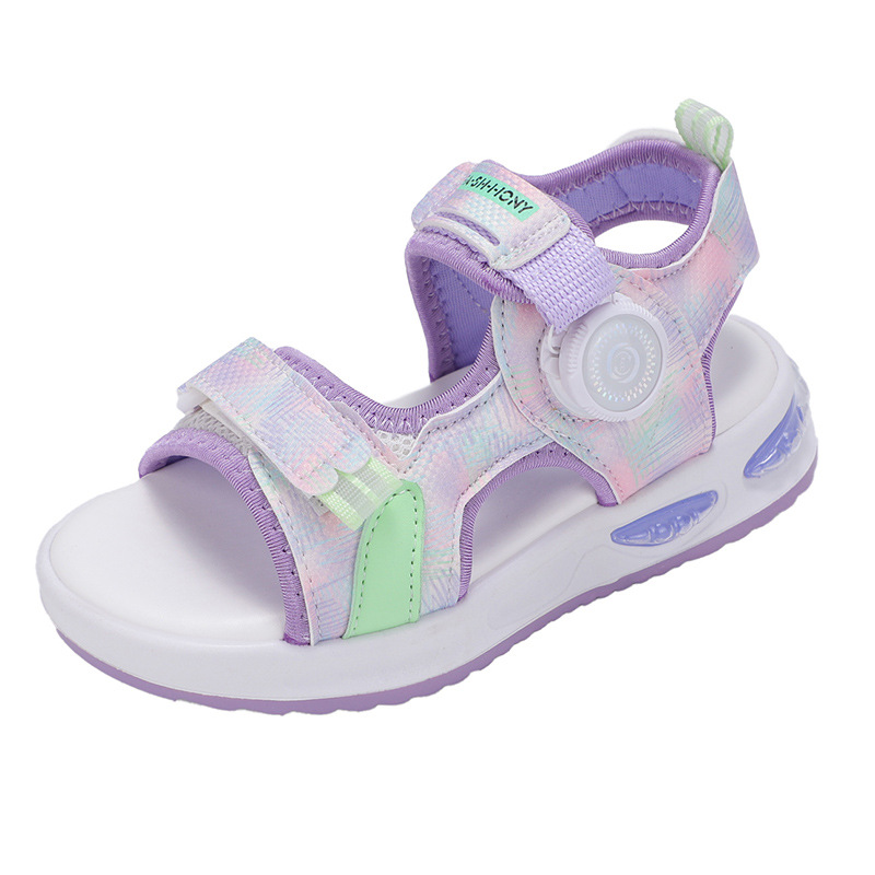 Sandallas de niñas 2026 verano nuevo niño moda versátil sandalias deportivas de suela suave botón giratorio zapatos de playa image 6