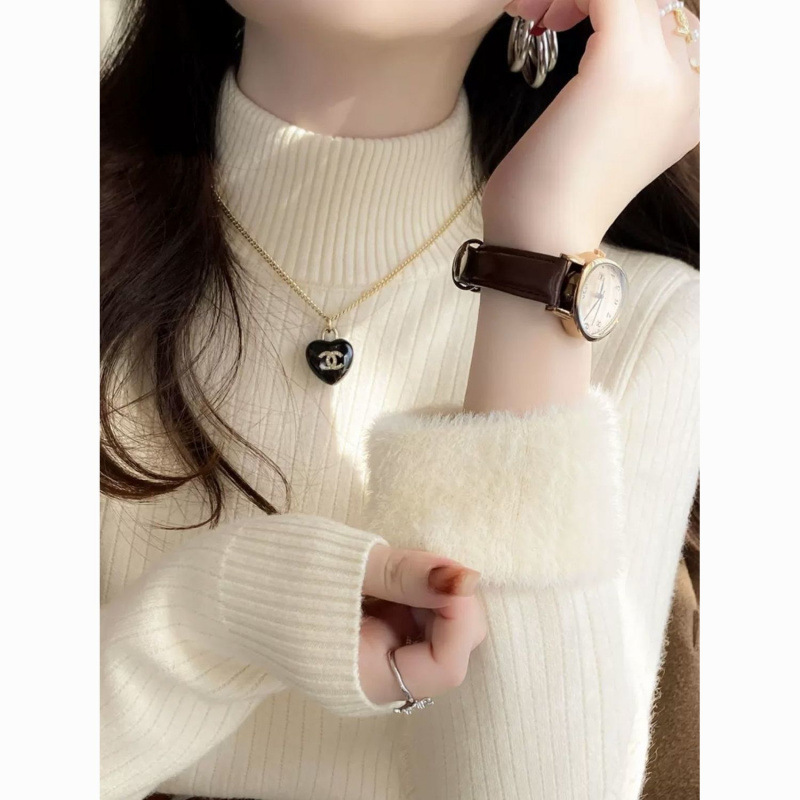 White Thickened Fleece Half-Turtleneck Sweater for Women, Winter 2026 Autumn and Winter Base Layer with Integrated Fleece for Warmth White Thickened Fleece Half-Turtleneck Sweater for Women, Winter 2026 Autumn and Winter Base Layer with Integrated Fleece for Warmth