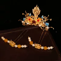 Полный набор древней короны для женщин, древний придворный стиль, кисточка в древнем стиле, корона супер-феи принцессы, оригинальная династия Хань, национальный стиль ретро.