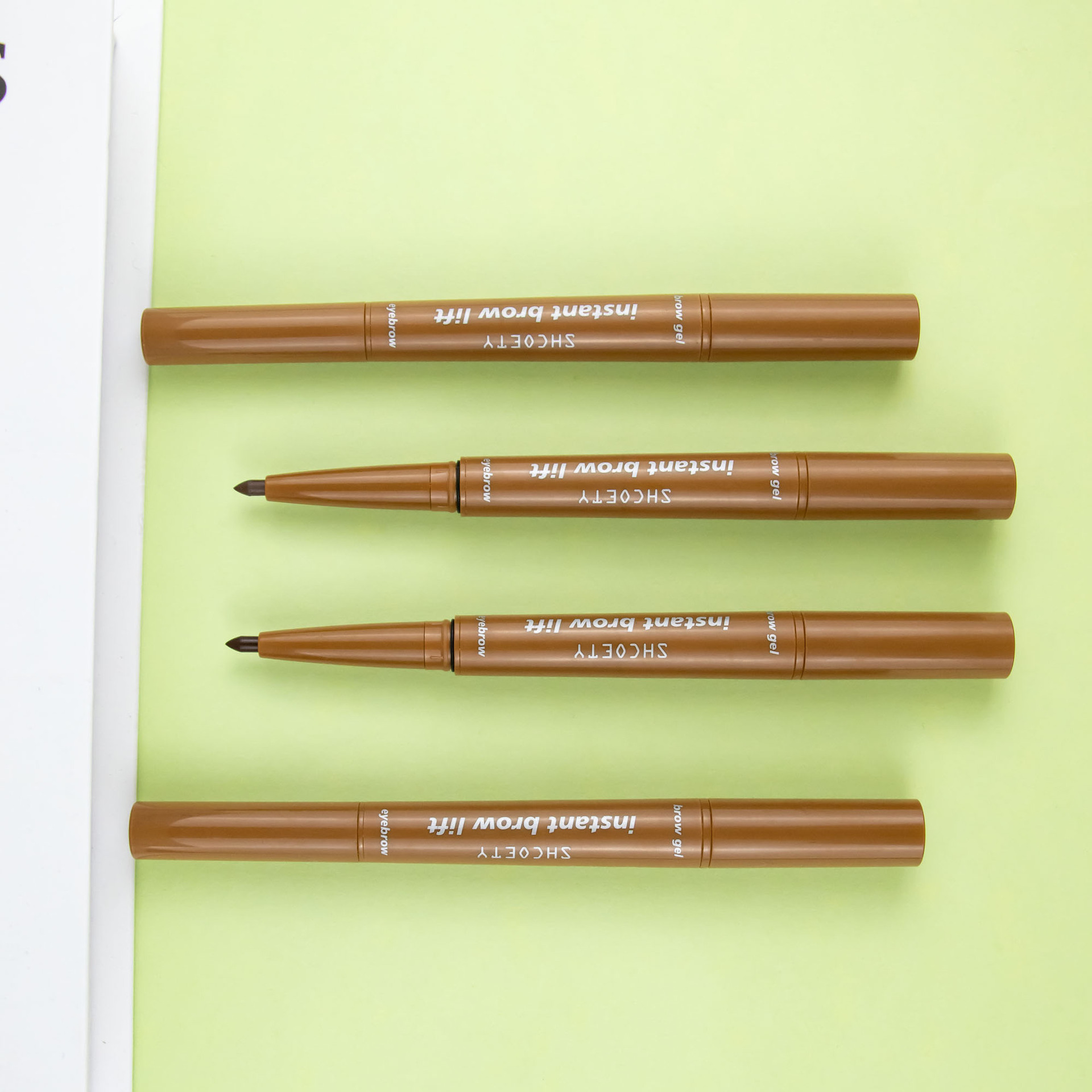 SHCOETY dual-head eyebrow pencil with eyebrow glue, automatic rotation, waterproof, non-fading, natural and long-lasting eyebrow dye, 4-color cross-border undefined