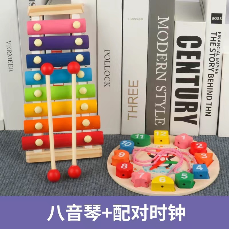 早期教育知育玩具子供木製赤ちゃんのおもちゃオルフ八音ピアノ子供ノックピアノセット木製教育遊び|undefined