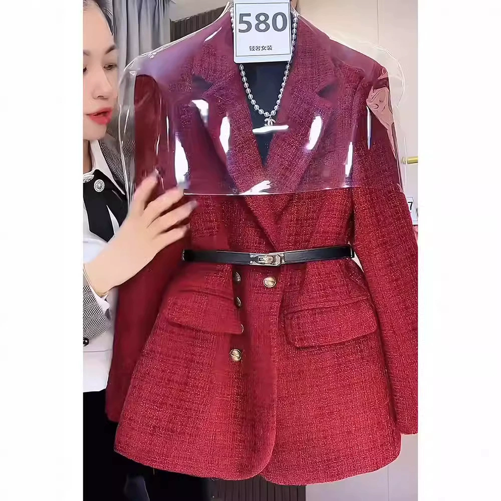 2718 женщин большого размера минус возраст леди Xiao Xiangfeng шерстяное пальто толстый мм французский твидовой пиджак зимняя одежда