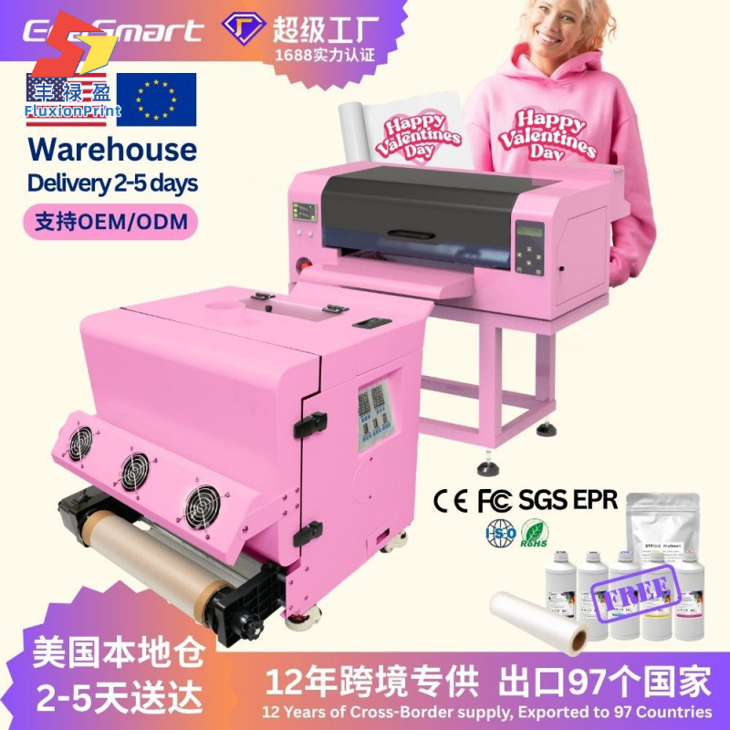 A3白墨烫画打印机帽子短袖T恤图案印花白墨抖粉烘干DTF数码印花机