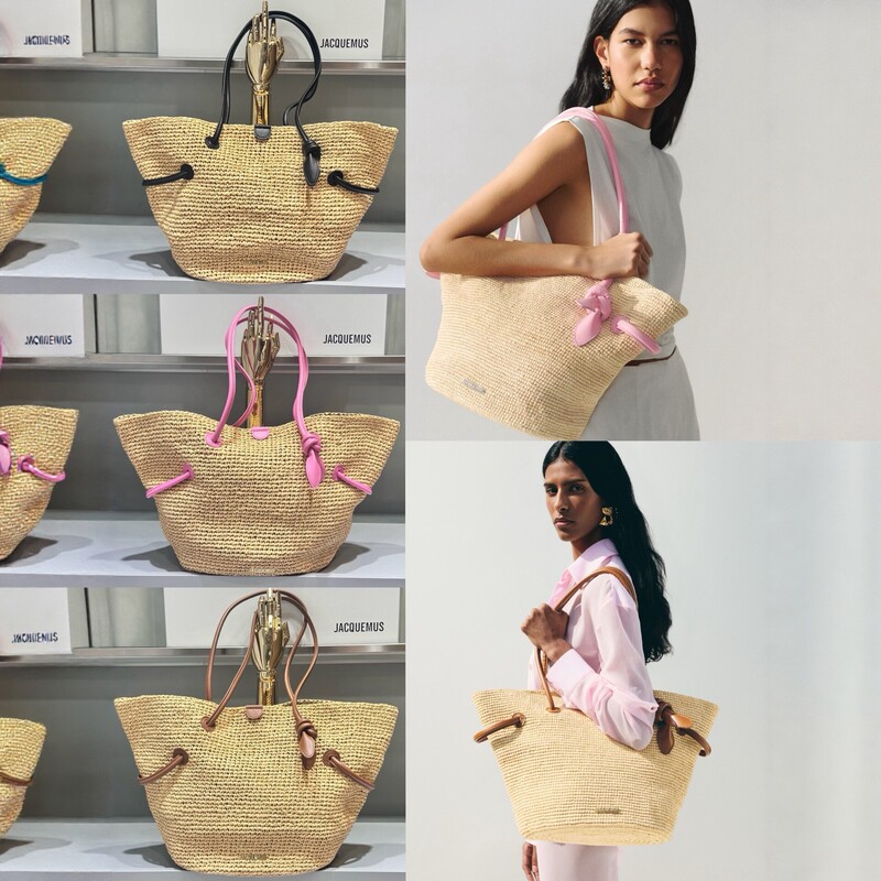 Jacquemus Style Straw Tote Bag for Women, Large Capacity Beach Handbag, Woven Shoulder Bag, Versatile for Vacation