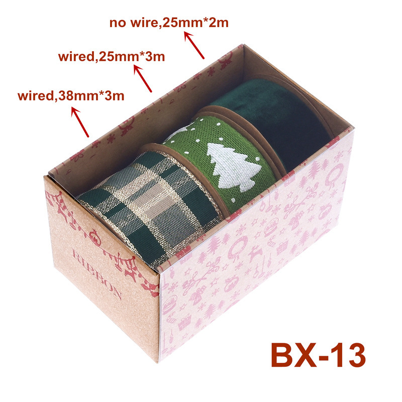 Nuevo transfronterizo Amazon Navidad cinta caja de paquetes de regalos árbol de Navidad decoración oro y plata cinta set