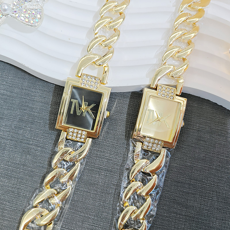 Cross-Border New Style European and American High-End Bracelet Women's Watch, Light Luxury Fashion Quartz Watch, Hollow Diamond-Encrusted Square Women's Watch