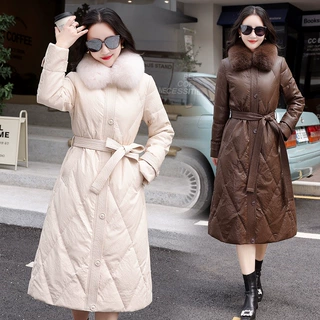 海宁真皮皮衣羽绒服女中长款2024冬装大码加厚羽绒服外套显瘦皮草