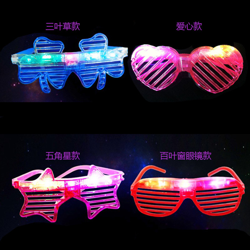 Creativo de moda de tres bloques flash gafas luminosas tecnología sentido bar disco fiesta cóncava forma Festival de Música gafas