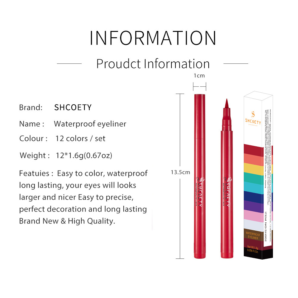 SHCOETY colored eyeliner liquid pen is not prone to smudging, with a matte finish and long-lasting water resistance. It is a cross-border makeup and painting eyeliner pen Application Scenario