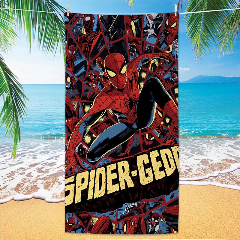 Cross-Border Foreign Trade Marvel Spider-Man Beach Towel Microfiber Double-Sided Velvet Absorbent Children's Cartoon Beach Bath Towel Cross-Border Foreign Trade Marvel Spider-Man Beach Towel Microfiber Double-Sided Velvet Absorbent Children's Cartoon Beach Bath Towel