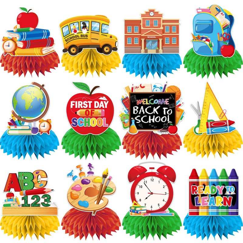 Cross-Border New Back-To-School Season Classroom Table Decorations for Hanging, School Table Decorations Honeycomb