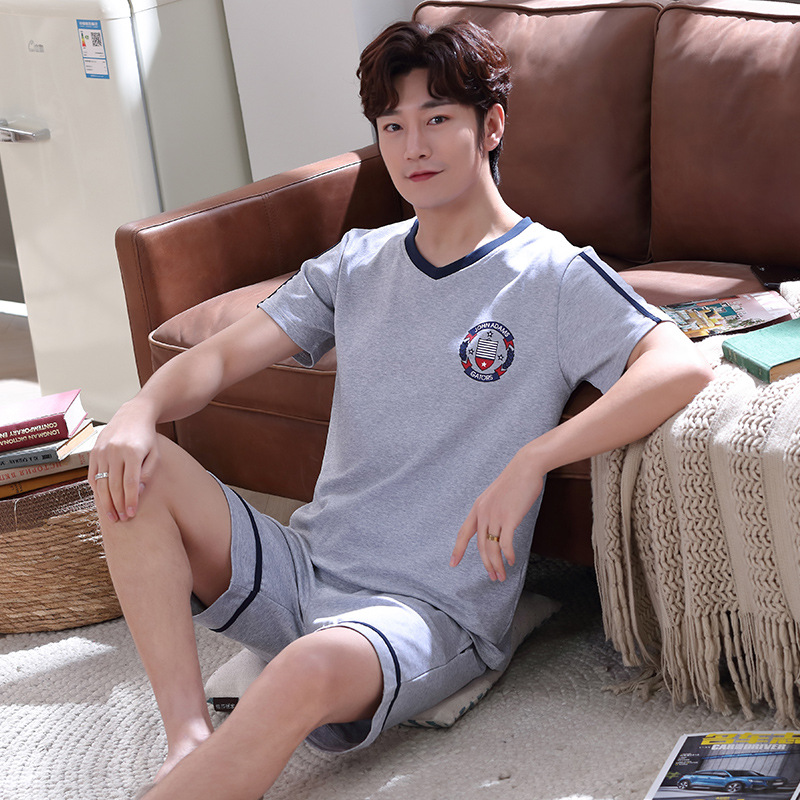 2022 verano nuevos hombres pijamas pantalones cortos de algodón de manga corta jersey de dos piezas ropa de abrigo casual de algodón ropa de casa