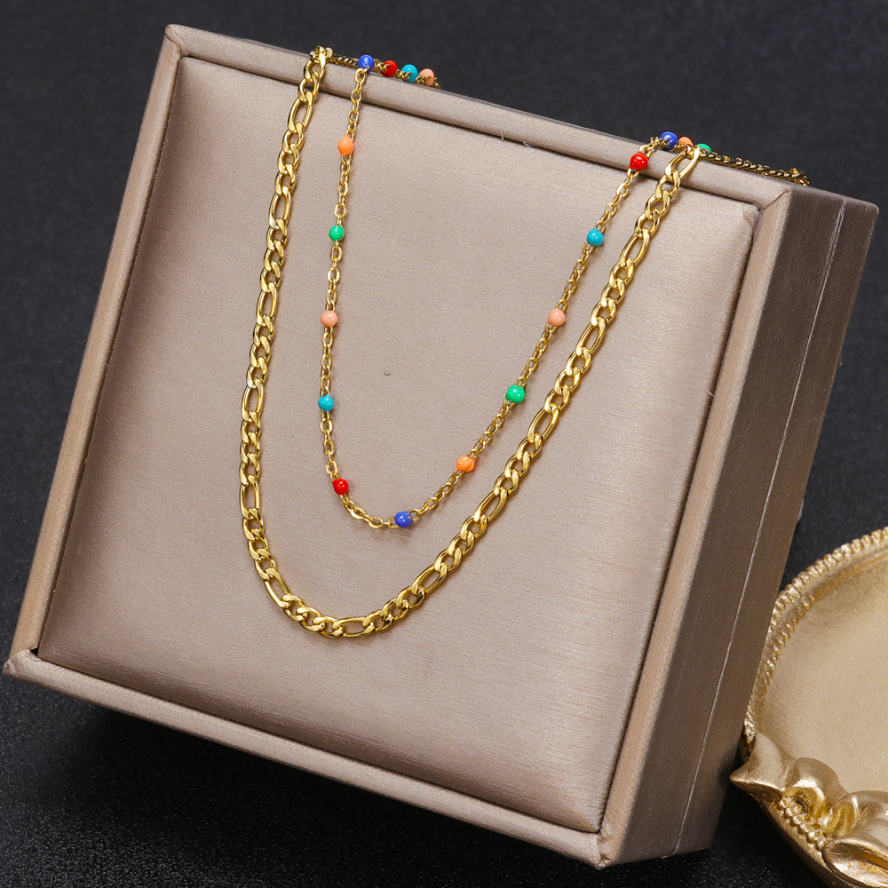 Simple Style Geometric Titanium Steel Plating Layered Necklaces 1 Piece