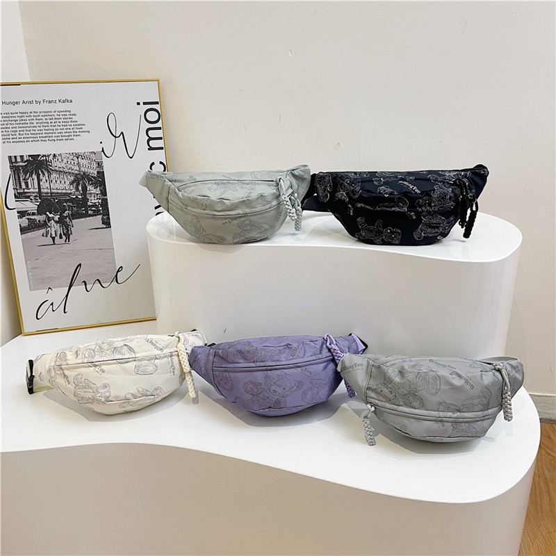 2024 nuevo estilo de lona casual de hombro de moda bolso de cintura de impresión simple bolso de pecho deportivo