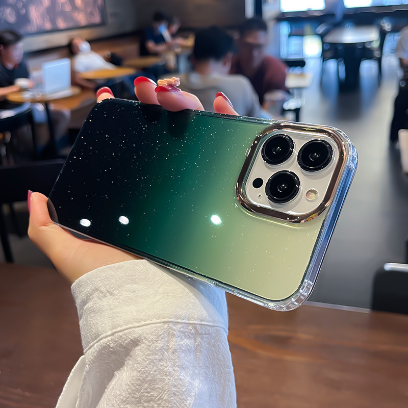 Iphone16携帯ケースフラッシュグラデーションTPUソフトエッジアップル15メッキpcレンズリングi13保護カバーを適用|undefined