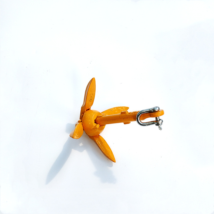 出口优质折叠锚 喷塑镀锌伞形锚 B型有杆船锚 带卸扣船用五金配件