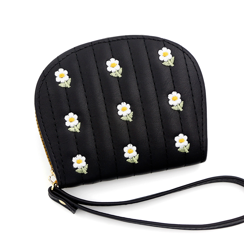 Coreano pequeño fresco bordado damas cartera corta bolsa de tarjeta de órgano bolsa de mano bolsa de mujer bolsa de cambio bolsa con cremallera bolsa al por mayor