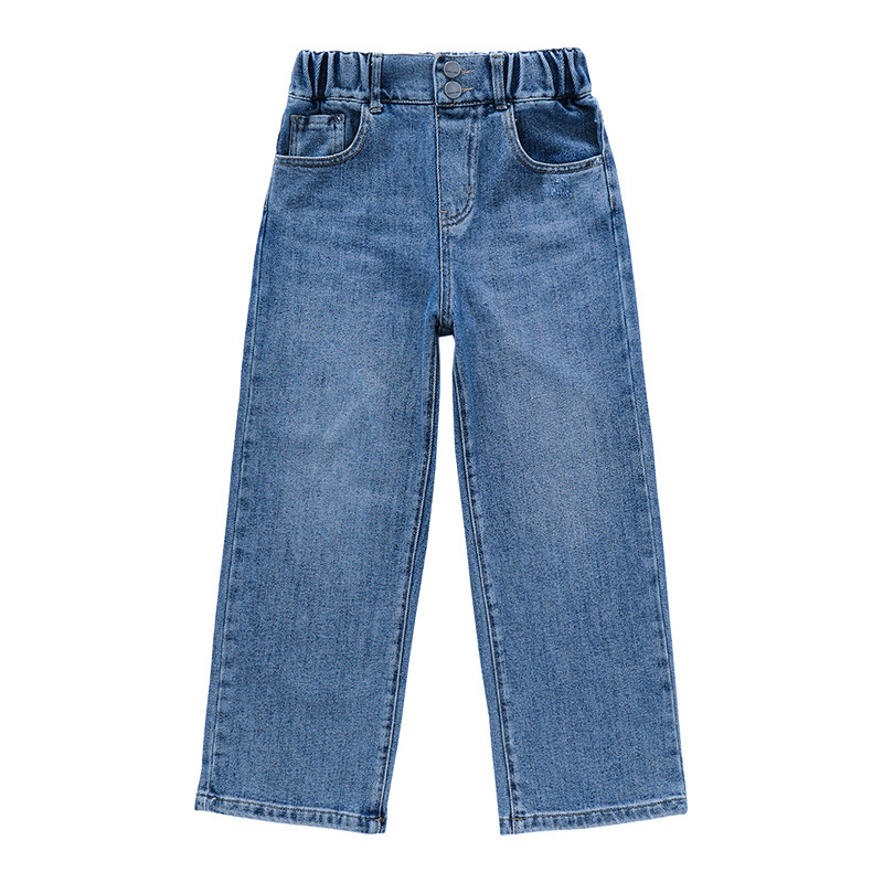 소녀 청바지 봄과 가을 2023 새로운 서양식 어린이 봄 넓은 다리 바지 소녀 봄 캐주얼 트렌디 바지