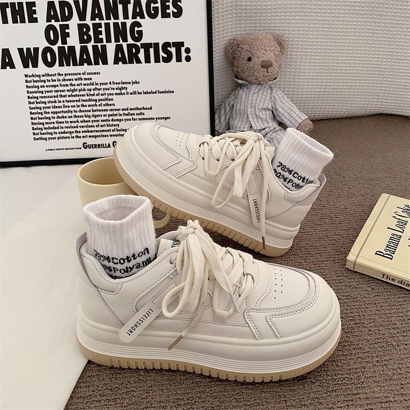 Women's Chunky Sneakers 2023 Spring and Autumn New Versatile Thick-Soled White Casual Niche Original Sports Shoes