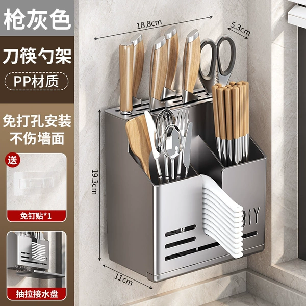 Grey plastic knife holder chopstick barrel