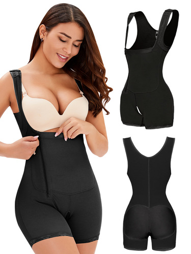 TOPMELON Plus Size Side Zipper Breasted One-piece Belly Controlling Butt Lifting Body Shaping Garment for Fat Women D022B