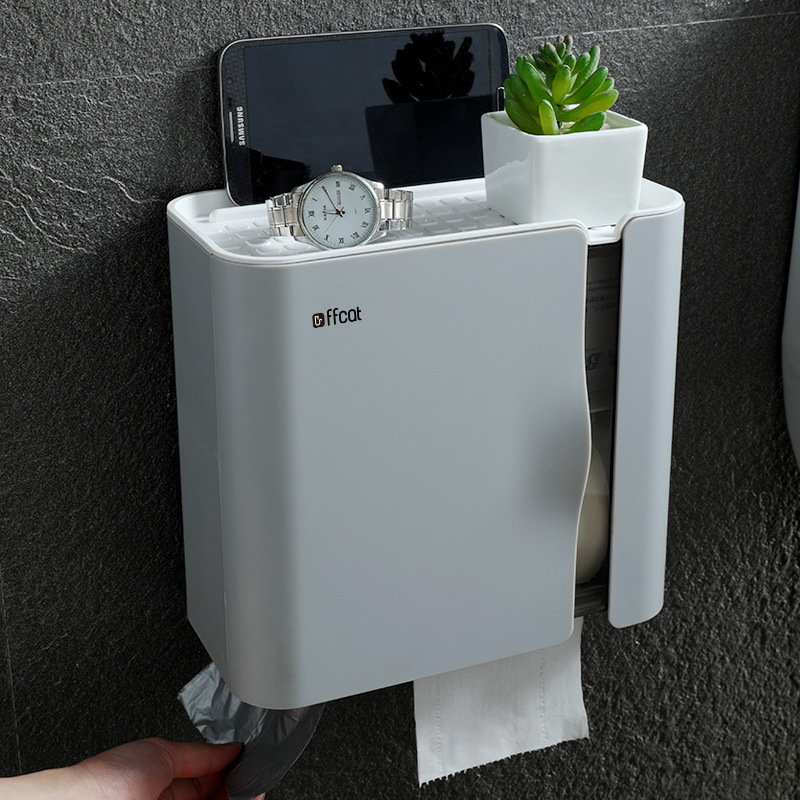 トイレティッシュボックストイレトイレットペーパー引き出しロール紙筒トイレットペーパー家庭用壁掛け穴なし防水棚|undefined