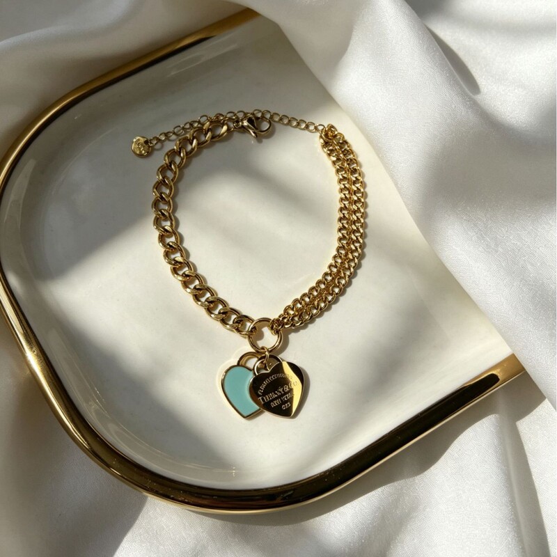 Titanium steel 18K gold T home Classic Blue Love asymmetric bracelet women's fashion commuter all-match style Titanium steel 18K gold T home Classic Blue Love asymmetric bracelet women's fashion commuter all-match style