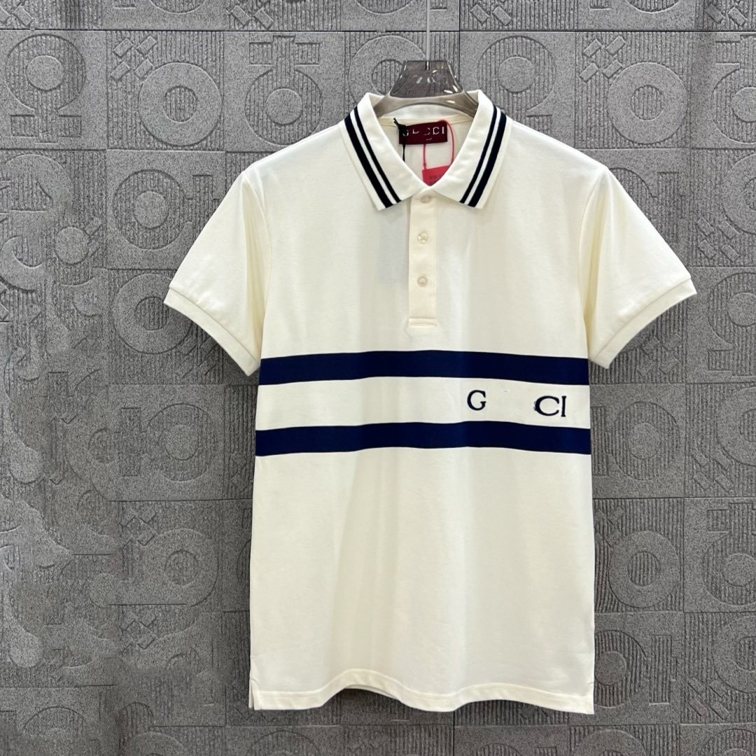 Gu Gujia Cross-Border High Version 25Ss New Color Matching Collar Logo Printed Lapel Polo Shirt Versatile for Men and Women