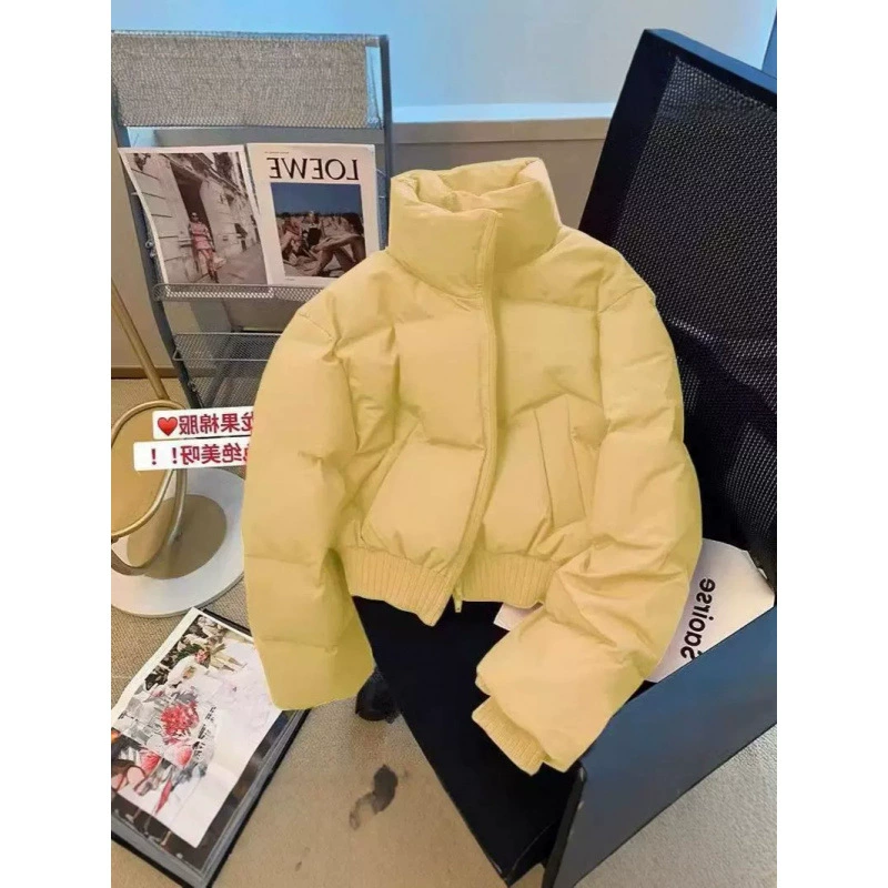 Куртка женская осень зима 2023 новый хлопчатобумажное пальто маленький человек с вертикальным вырезом хлопчатобумажная куртка толстая короткая хлебная одежда