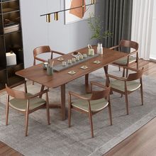 北歐白蠟木餐桌簡約現代家用實木創意茶桌松木餐桌長方形吃飯桌椅